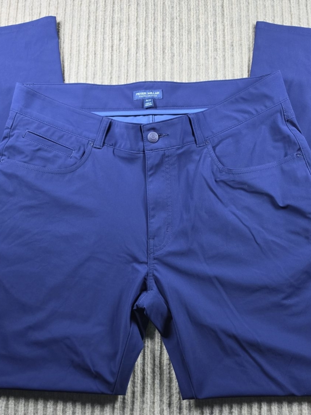 Peter Millar Crown Crafted Navy Blue Bingham Performance Pants 36x32 Golf Chino